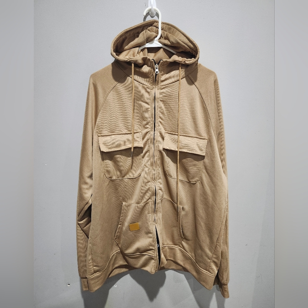 Tan Lightweight Hooded Jacket for Outdoor Adventures Mens Size XL Nwot